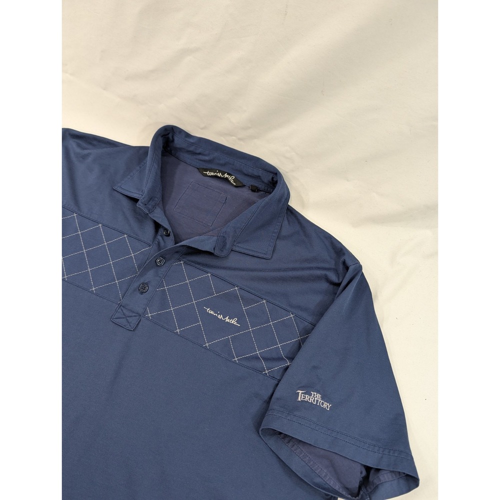 TRAVIS MATHEW 2XL Performance Polo Shirt‎ Poly/Spandex  Blue Golf The Territory